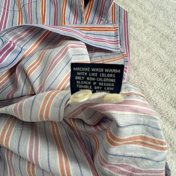 Faconnable Club Mens Long Sleeve Button-Up Shirt Large Multicolor Stripes Cotton - Picture 5 of 8